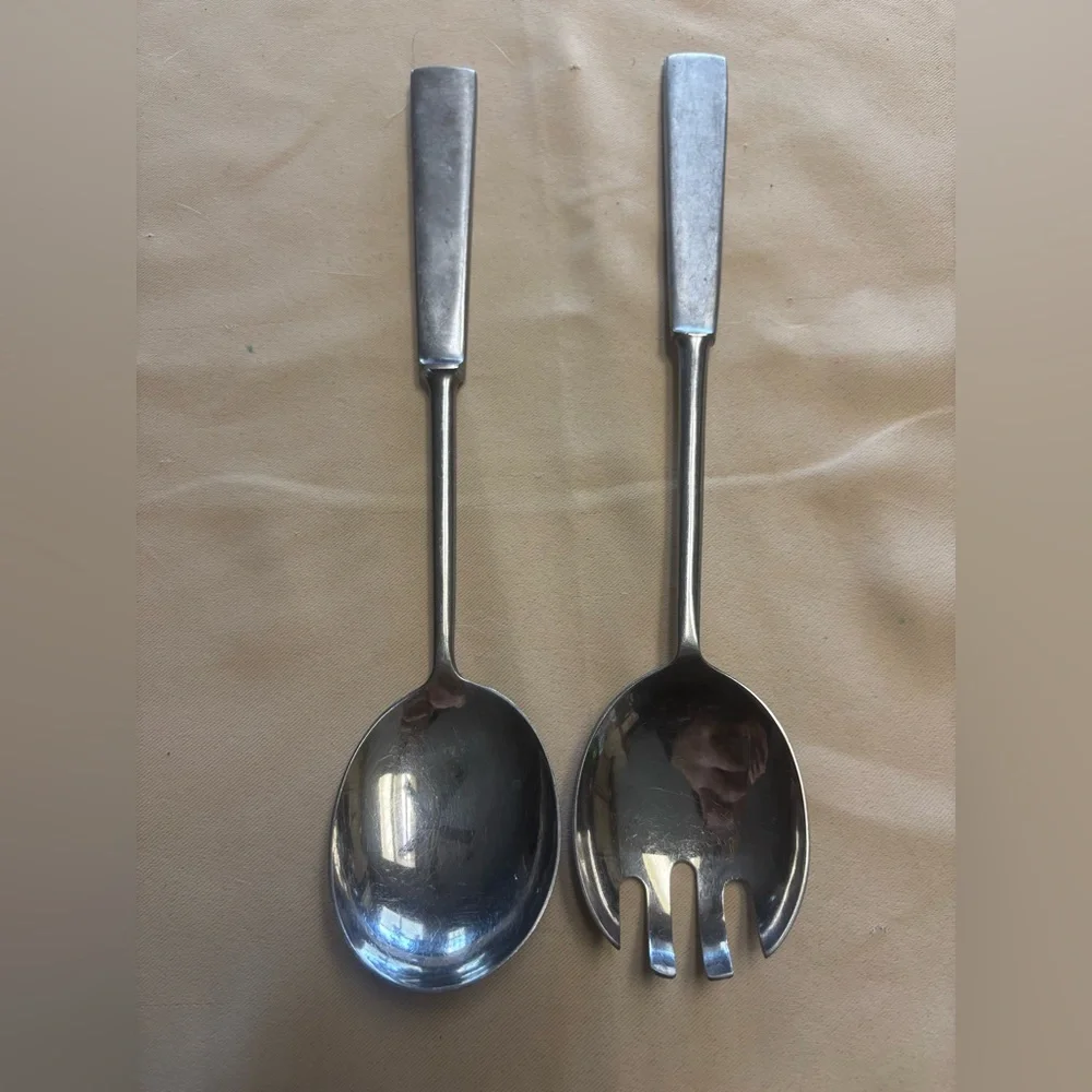 Vintage Capri Stainless Steel Italy Salad Set Spoon‎ Spork 11” Serveware